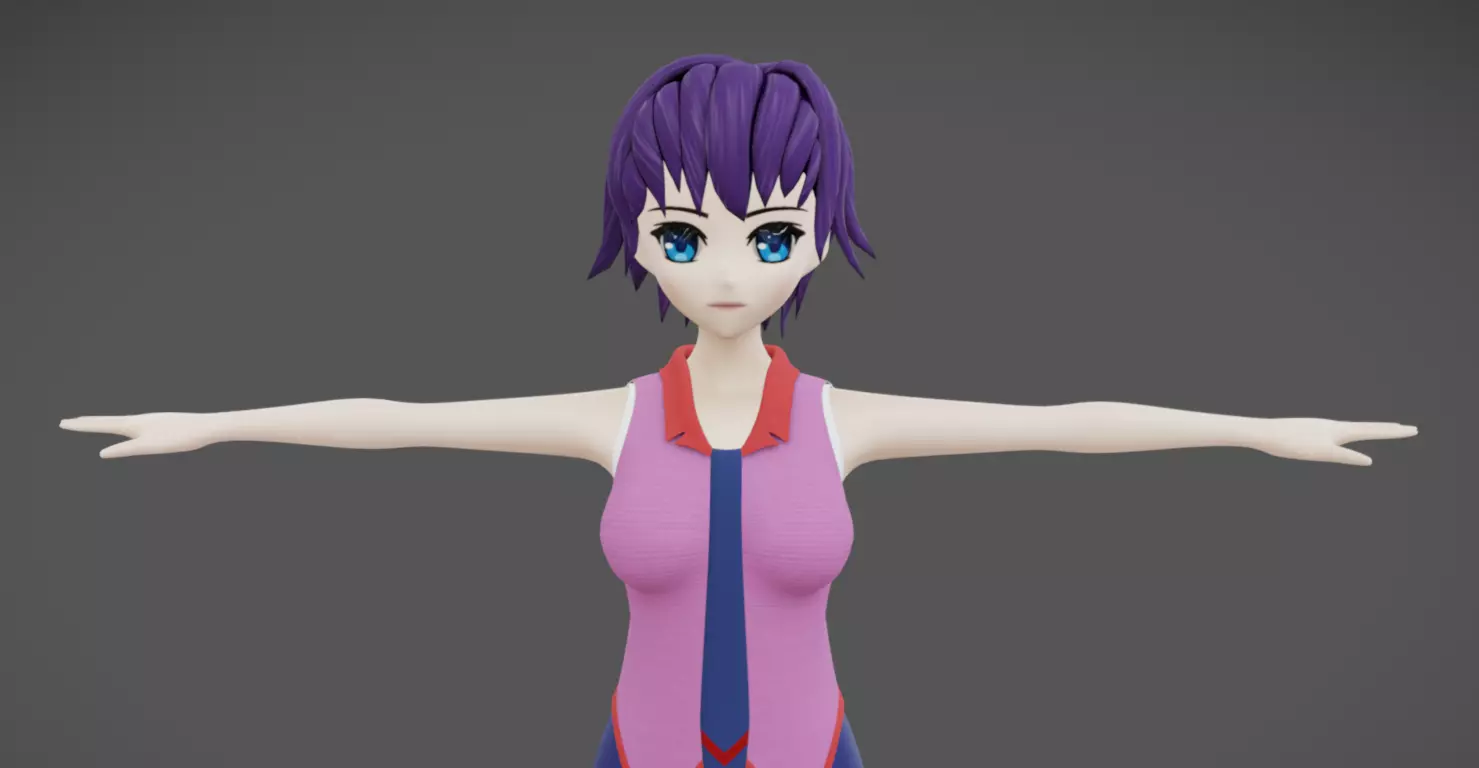 Anime Female 11 - Read Description Low-poly 3D model_5