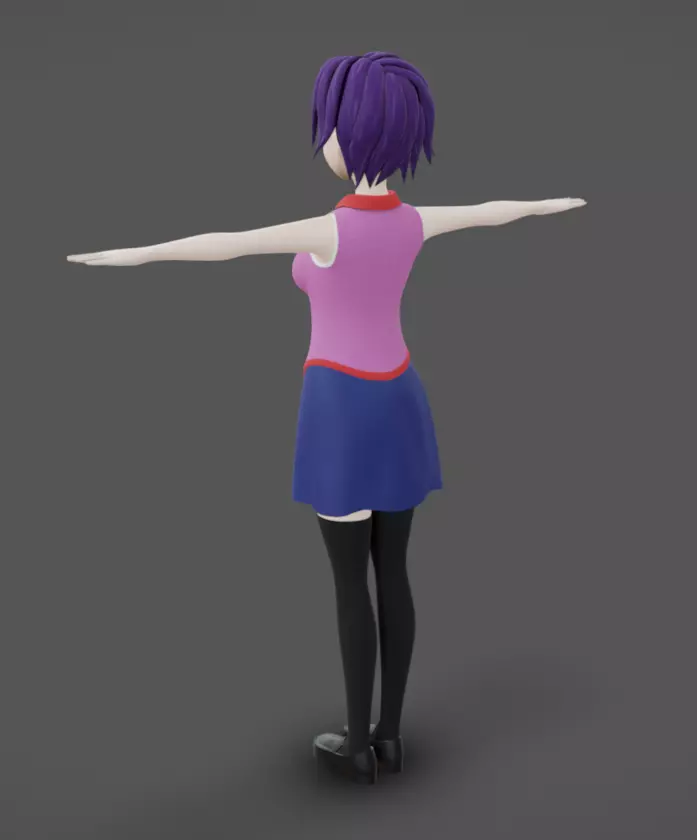 Anime Female 11 - Read Description Low-poly 3D model_3