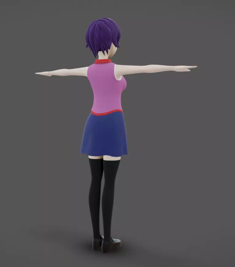 Anime Female 11 - Read Description Low-poly 3D model_4