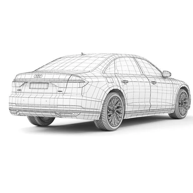 Audi A8 Luxury Sedan Black 3D Model Low-poly 3D model_12