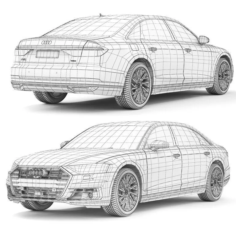 Audi A8 Luxury Sedan Black 3D Model Low-poly 3D model_11