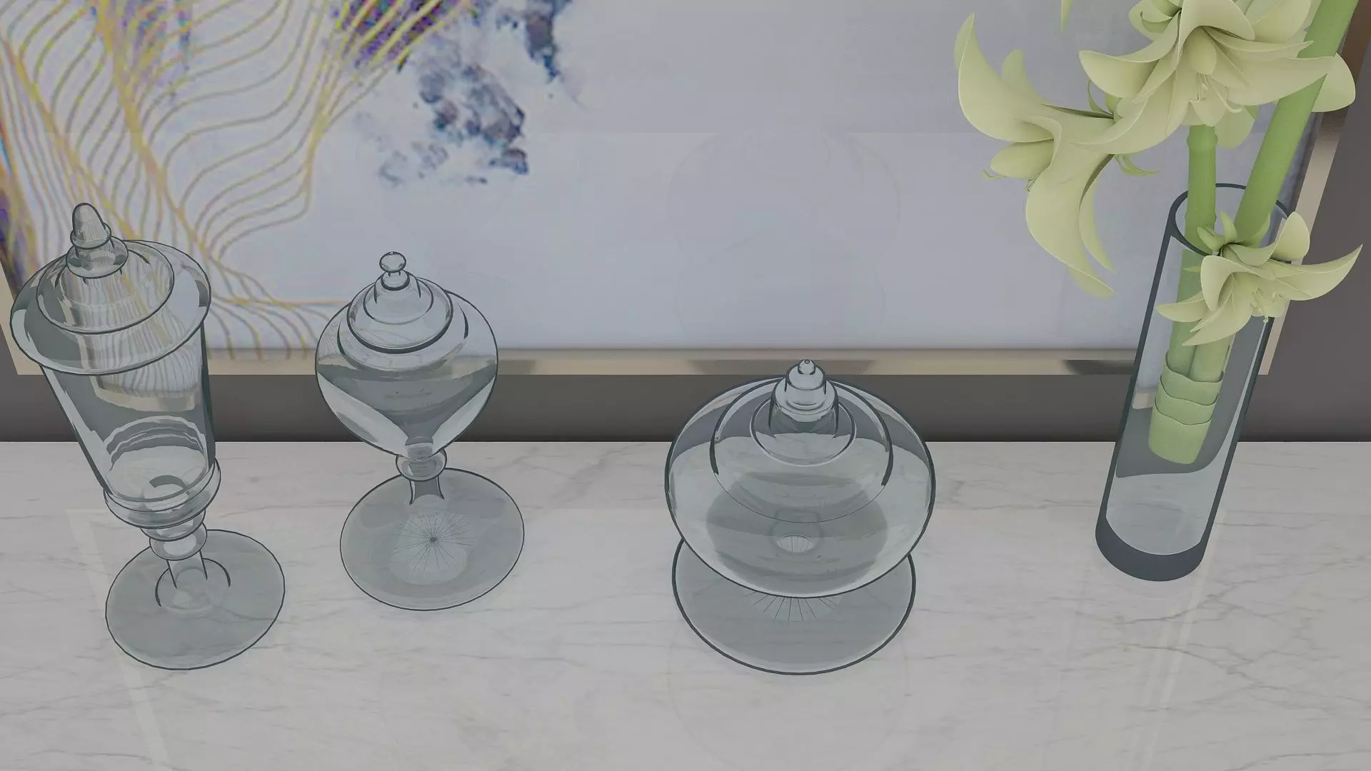 Dining Furniture Set with Tableware 3D model_4