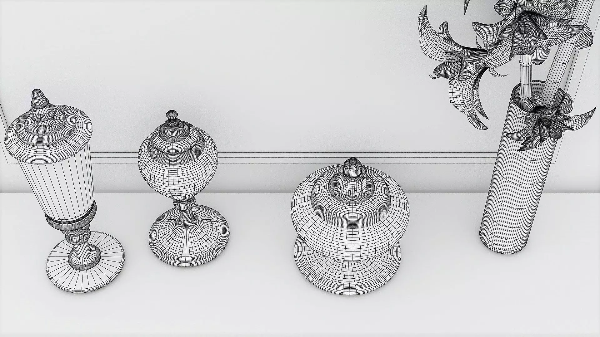 Dining Furniture Set with Tableware 3D model_5