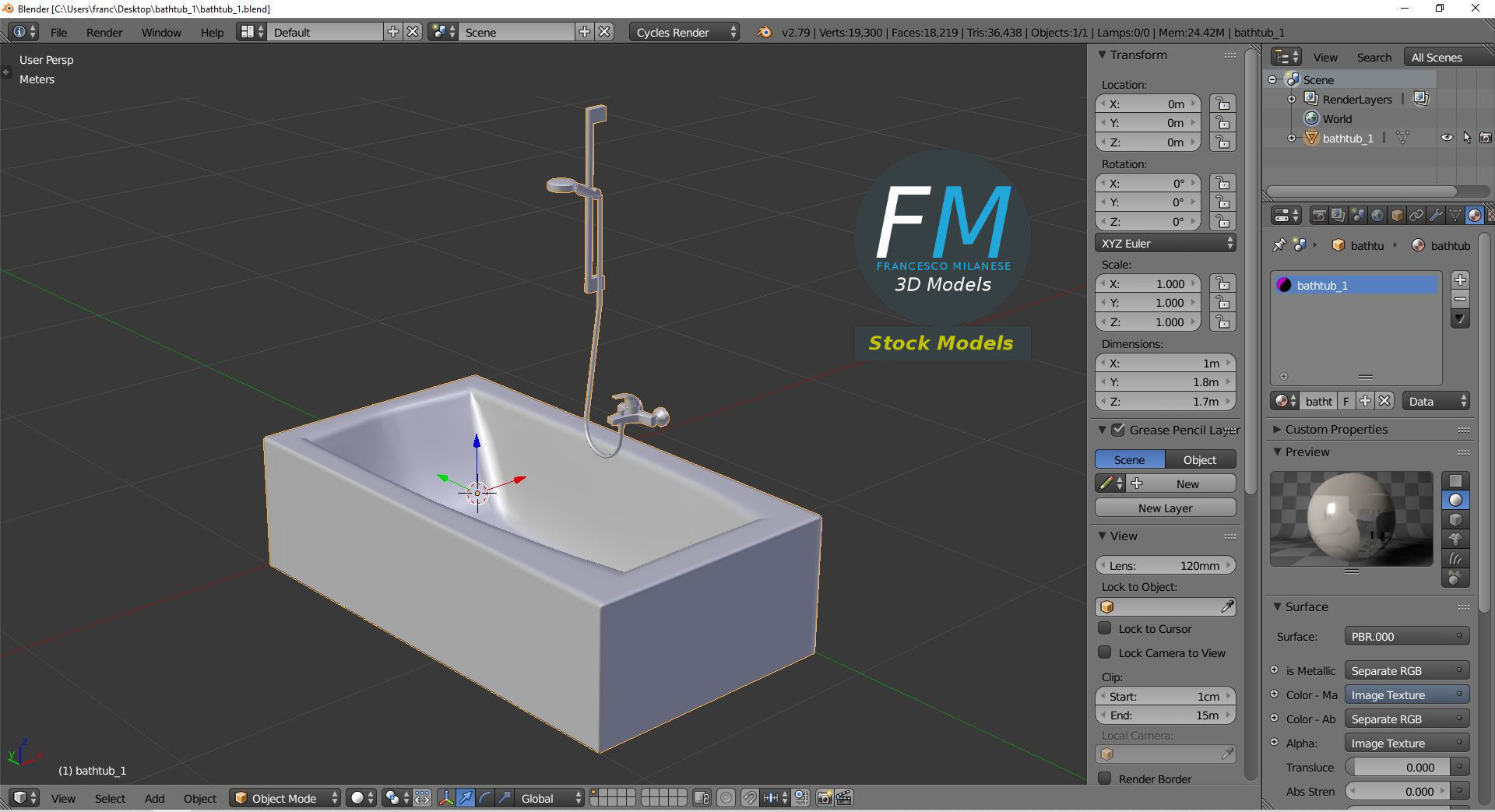 Bathtub 1 3D model_9