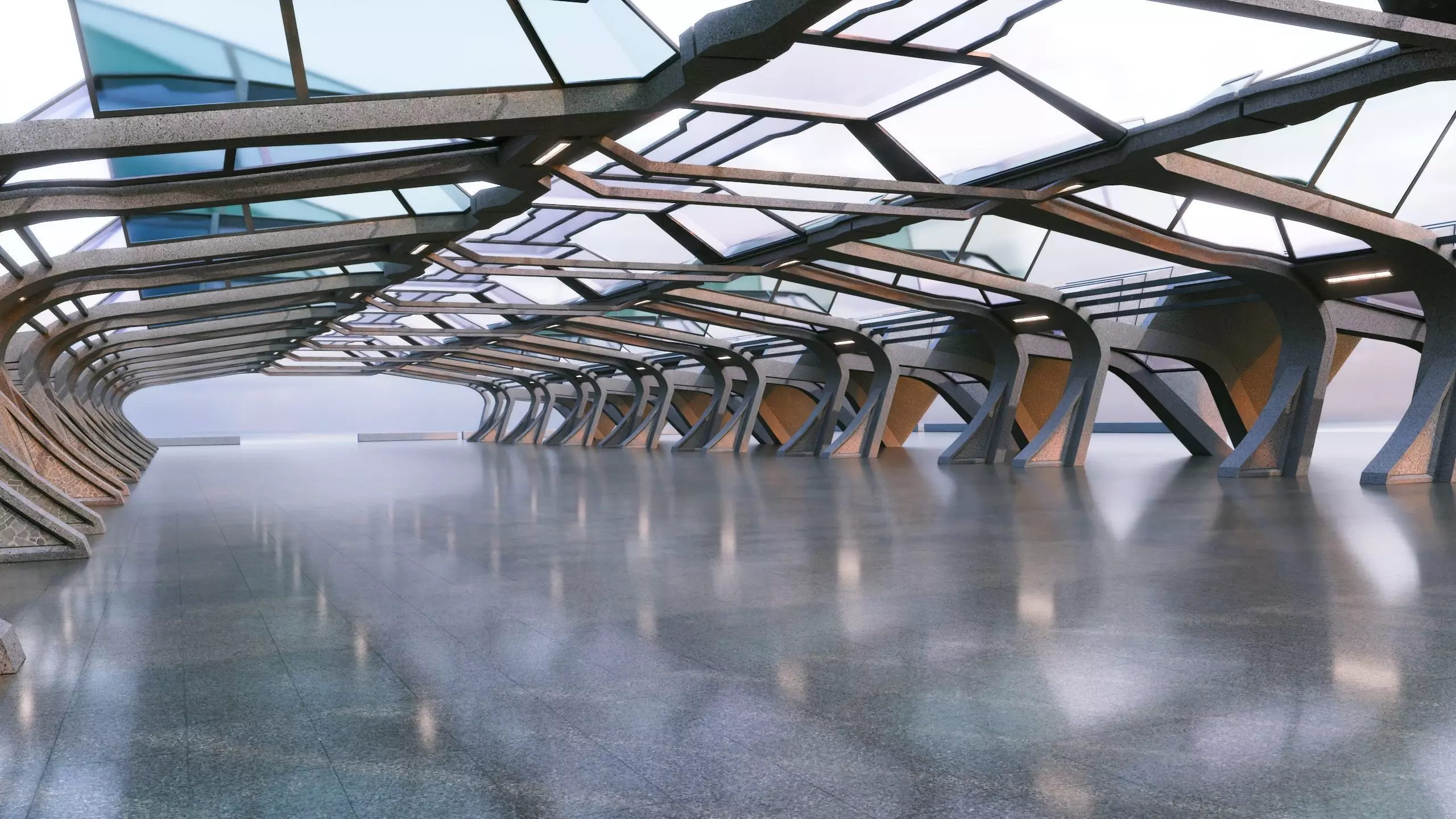 Modern Corridor Scene - Architectural Background - V1U5 3D model_12