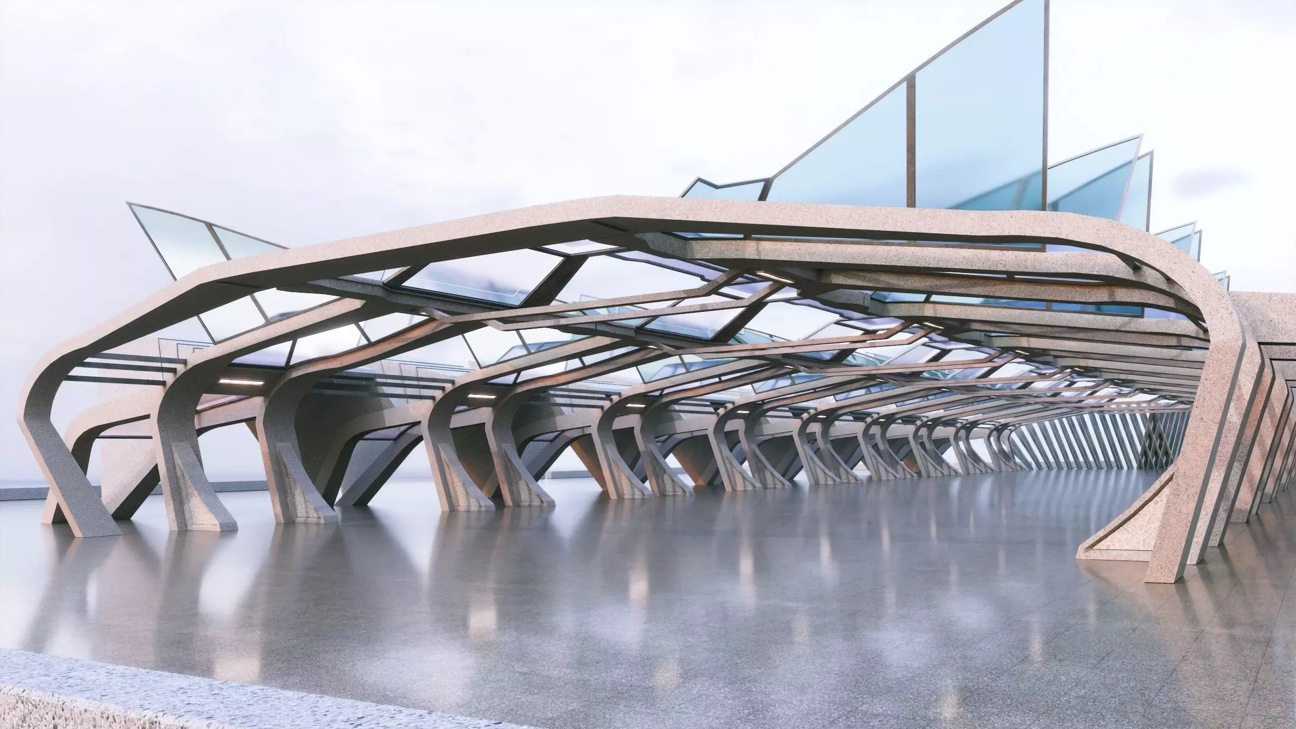 Modern Corridor Scene - Architectural Background - V1U5 3D model_16