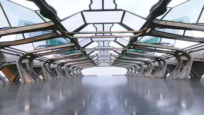 Modern Corridor Scene - Architectural Background - V1U5 3D model Modern Corridor Scene - Architectural Background - V1U5 3D model