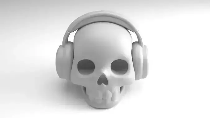 Skull with Headphones Figure  3D Printable Model