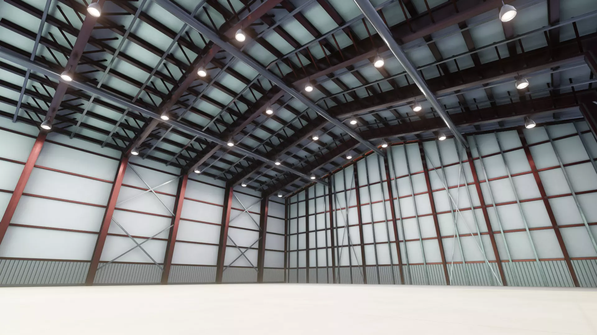 Airplane Hangar Interior Low poly 3D Model Free 3D model_0