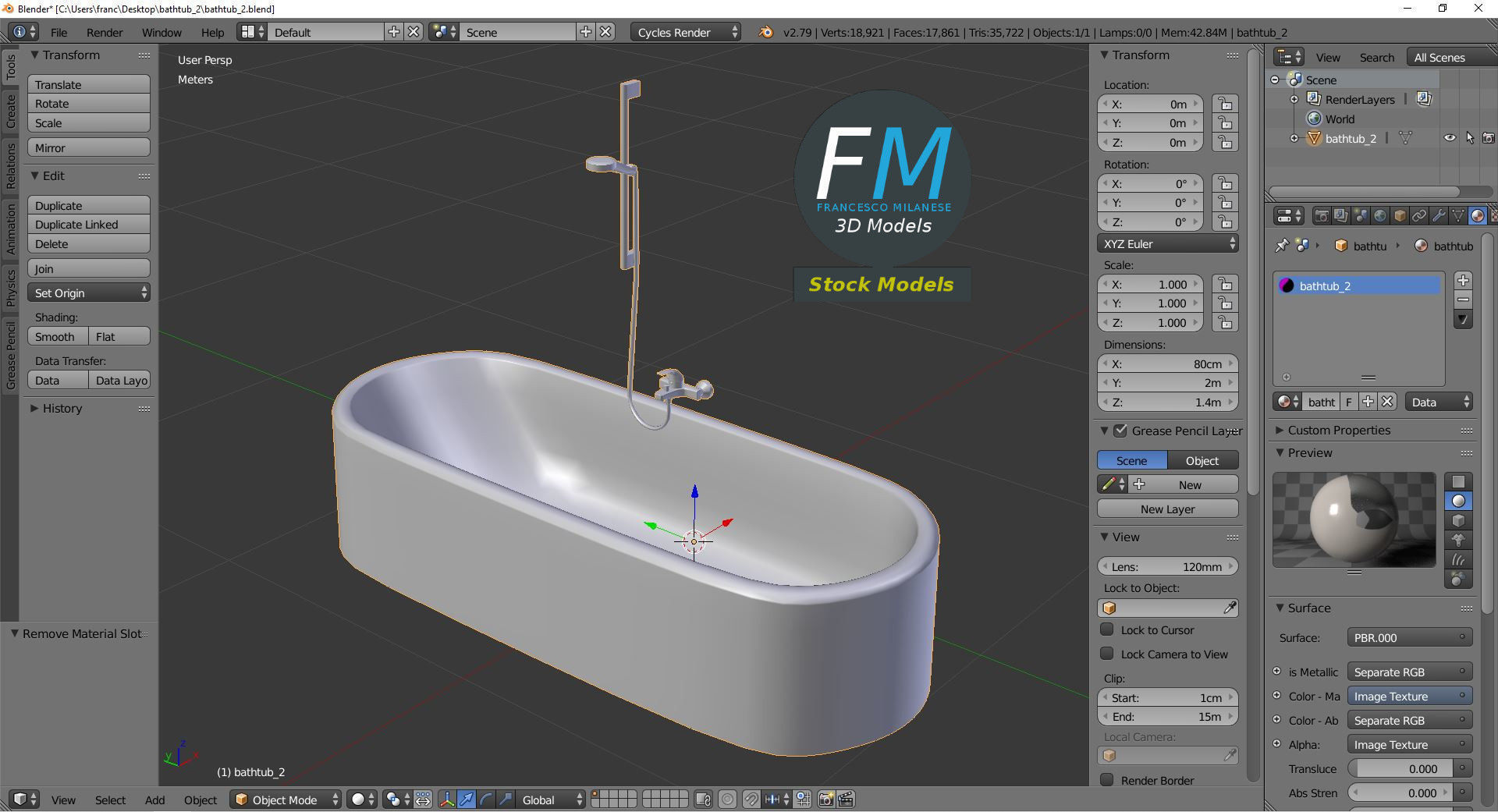 Bathtub 2 3D model_9