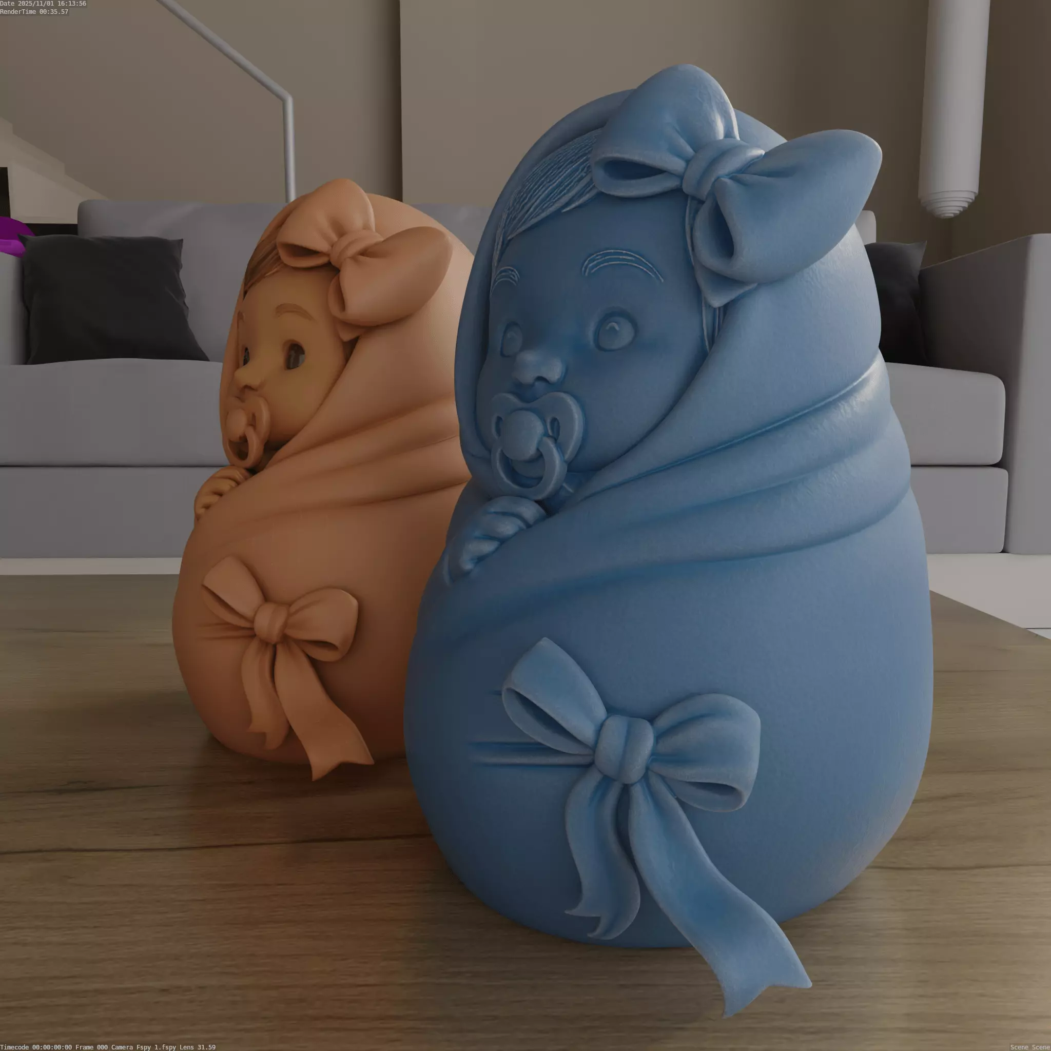Sweet Swaddled Baby Girl STL bring  cutness and purity 3D print model_1
