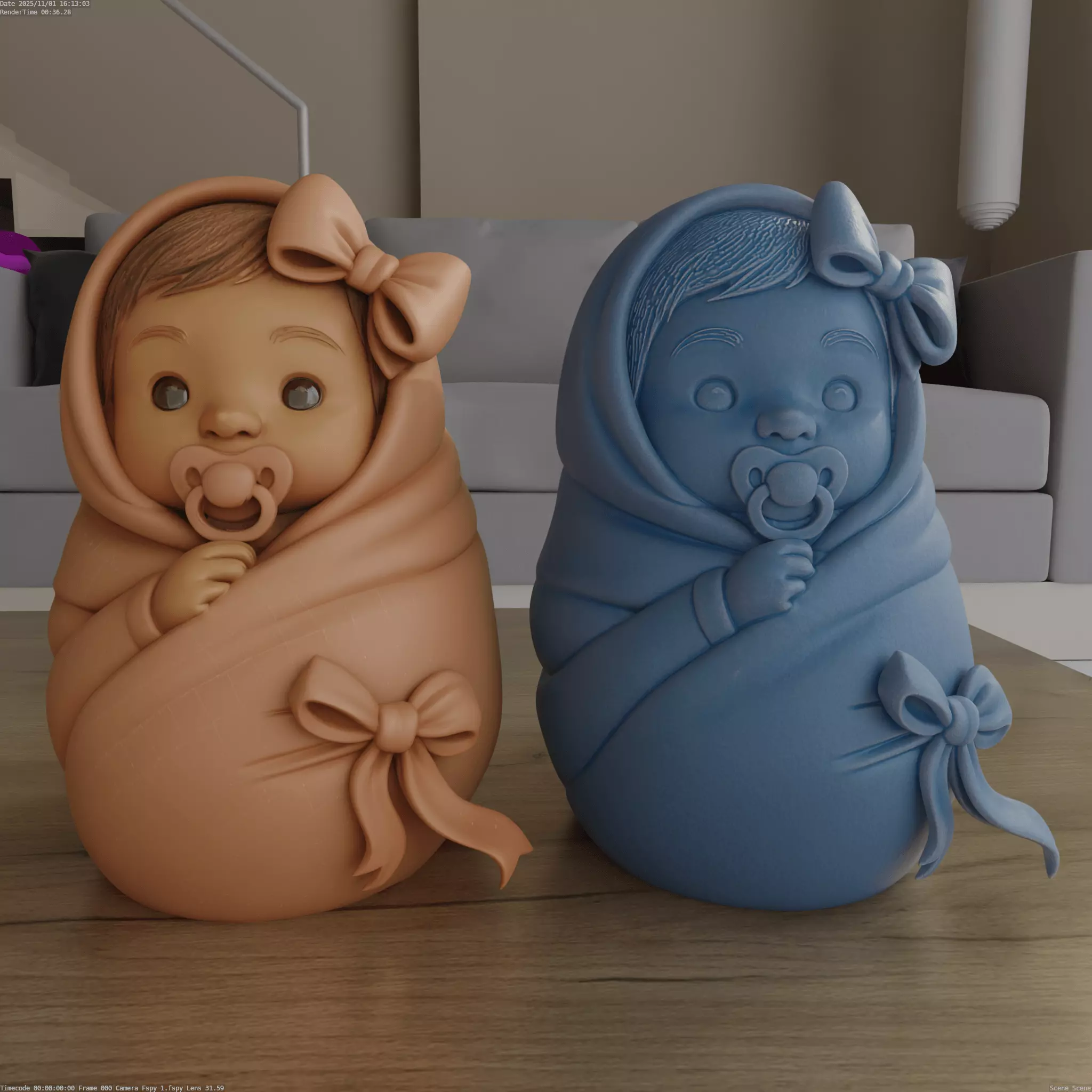 Sweet Swaddled Baby Girl STL bring  cutness and purity 3D print model_0