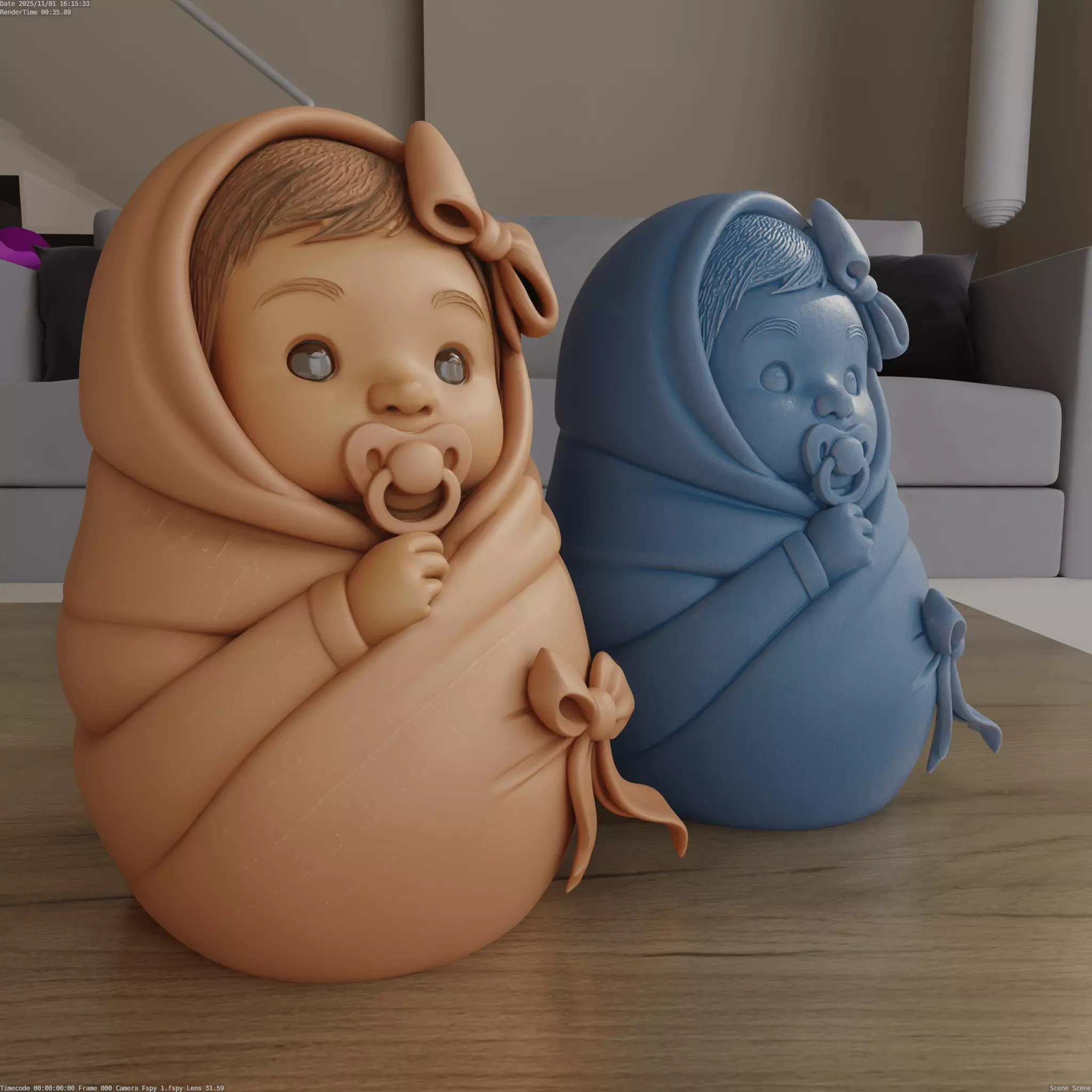 Sweet Swaddled Baby Girl STL bring  cutness and purity 3D print model_3