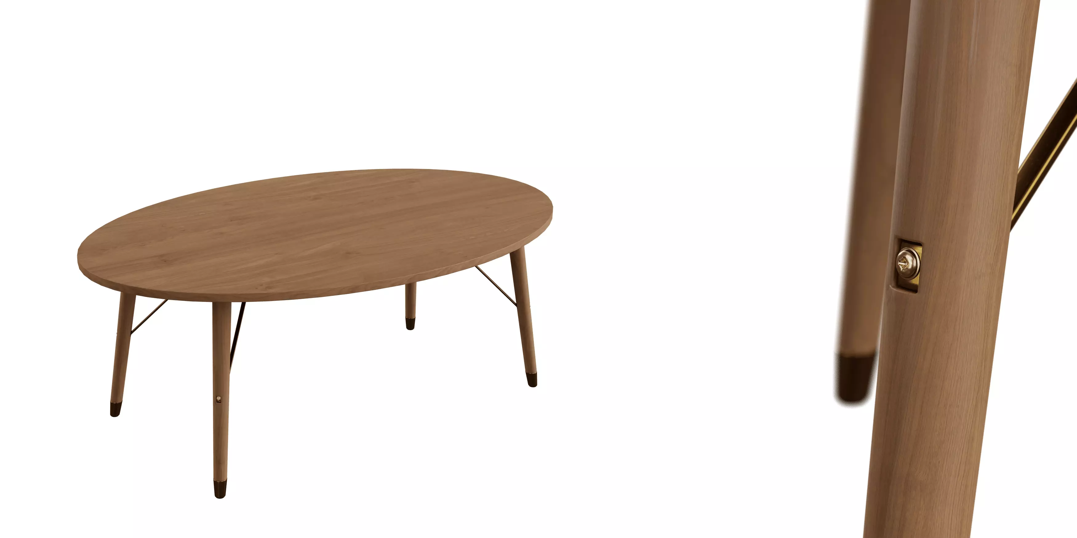 Oval Wood Coffee Table 01 Free 3D model_0