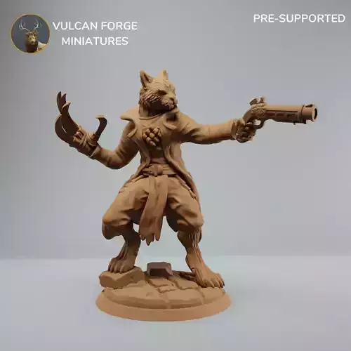 Tabaxi Gunslinger Rogue with gun 