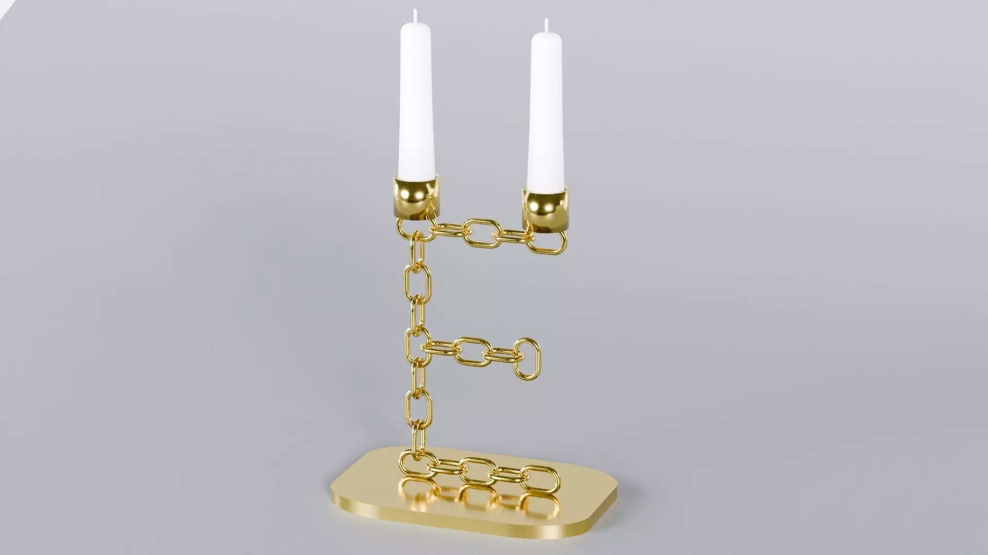 Alphabet E Gold Chain Candleholder 3D Model True 4K PBR Render Low-poly 3D model_2