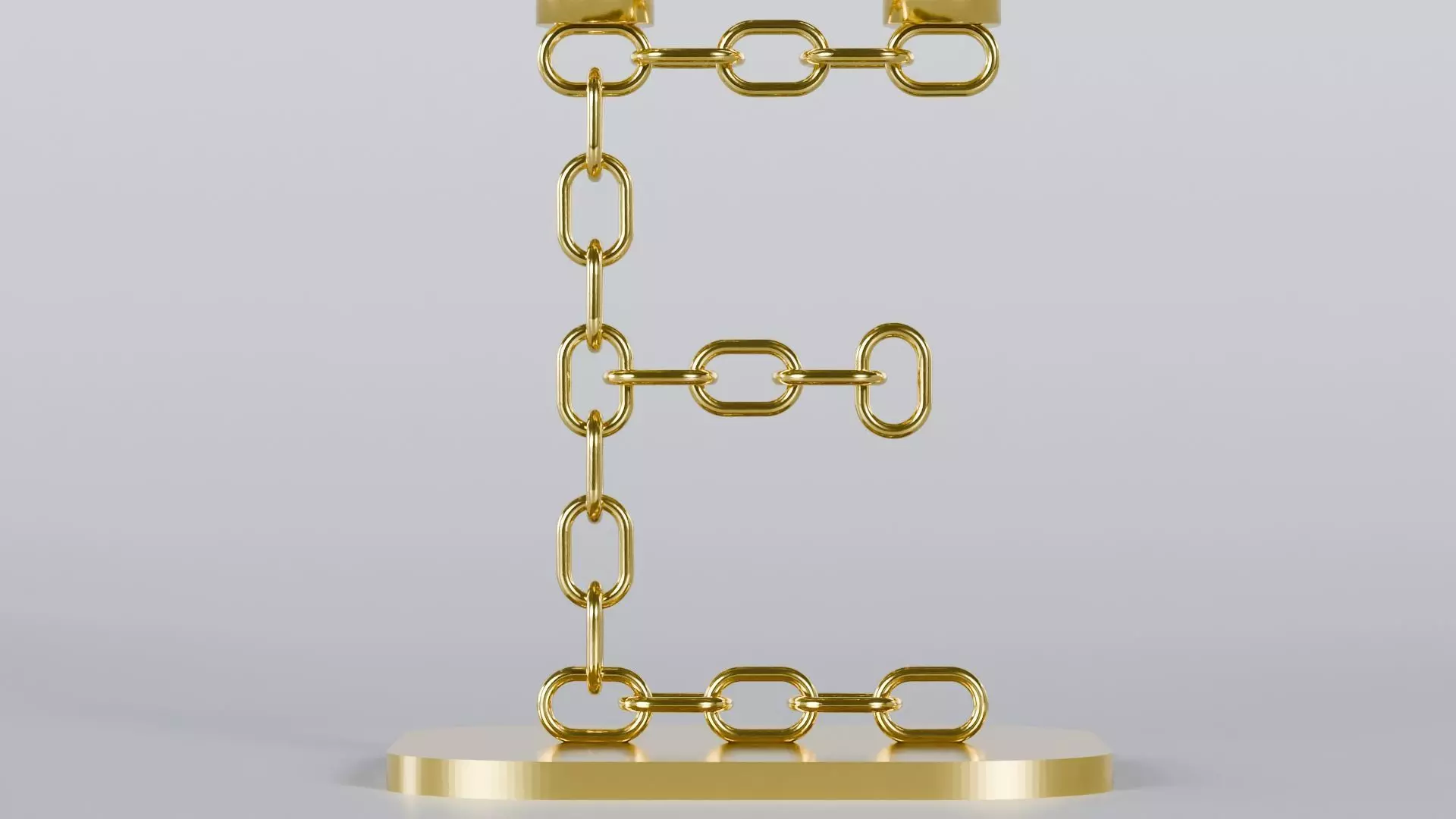 Alphabet E Gold Chain Candleholder 3D Model True 4K PBR Render Low-poly 3D model_5