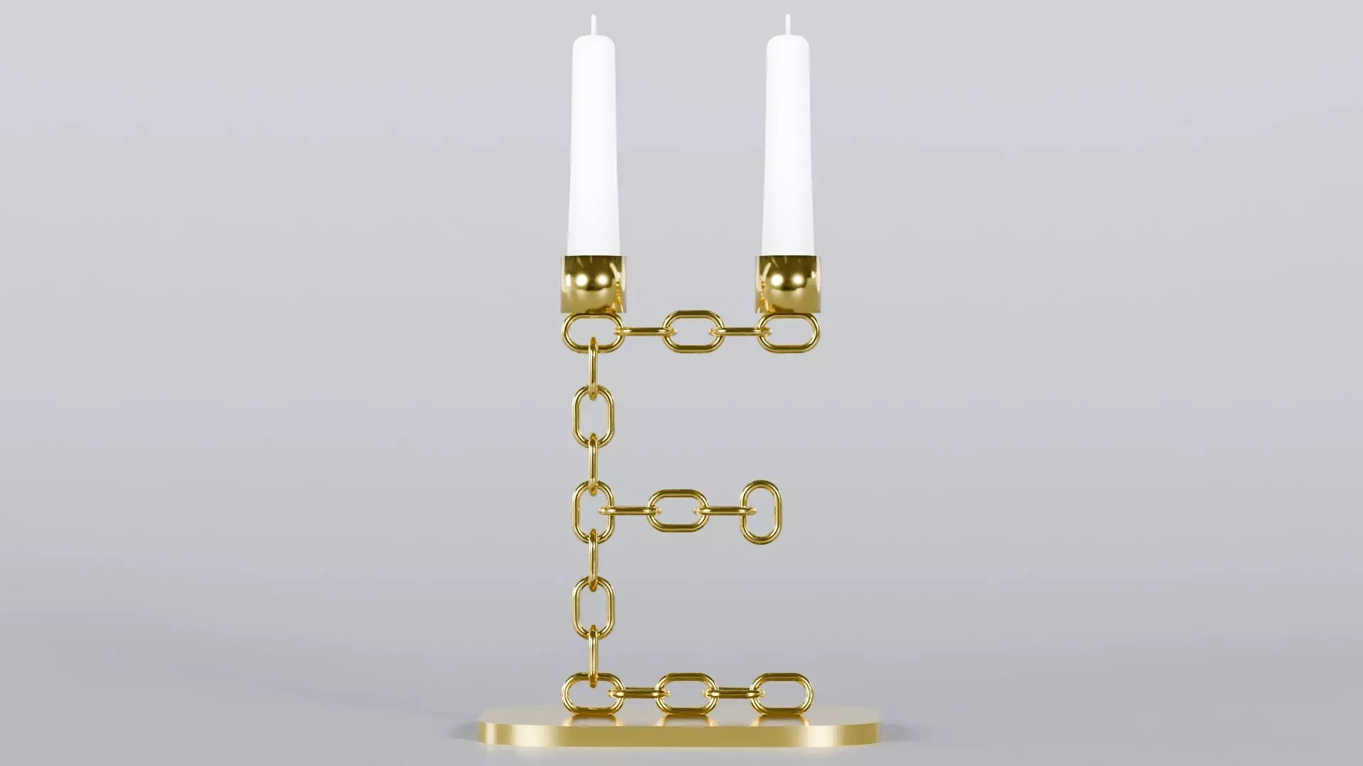 Alphabet E Gold Chain Candleholder 3D Model True 4K PBR Render Low-poly 3D model_0