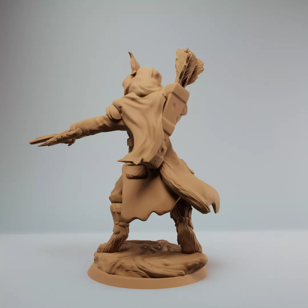 Tabaxi Ranger catfolk Ranger with two arrows  3D print model_4