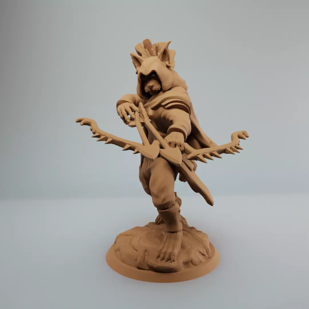 Tabaxi Ranger catfolk Ranger with two arrows  3D print model_5
