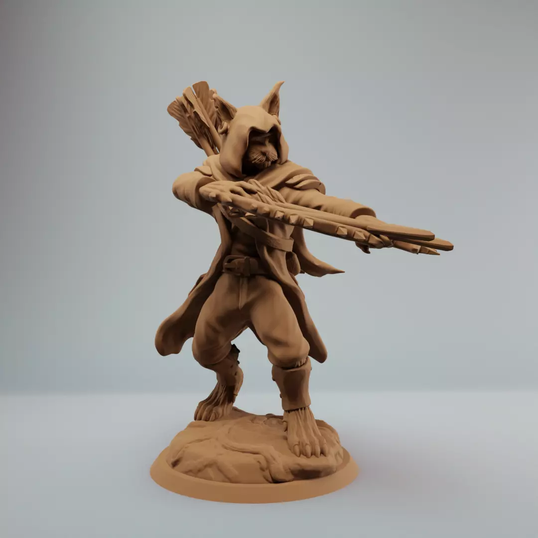 Tabaxi Ranger catfolk Ranger with two arrows  3D print model_1
