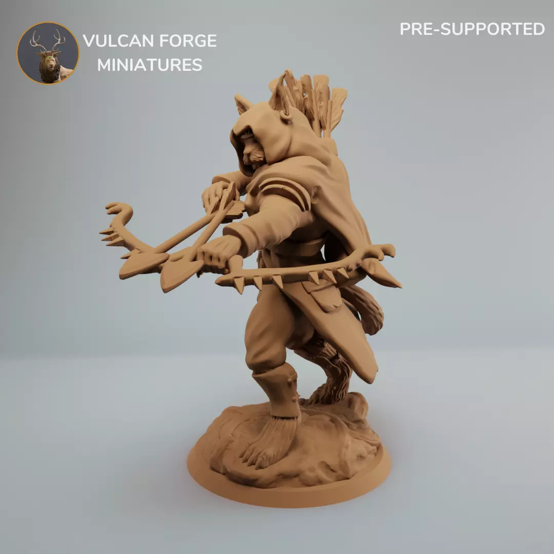 Tabaxi Ranger catfolk Ranger with two arrows  3D print model_0