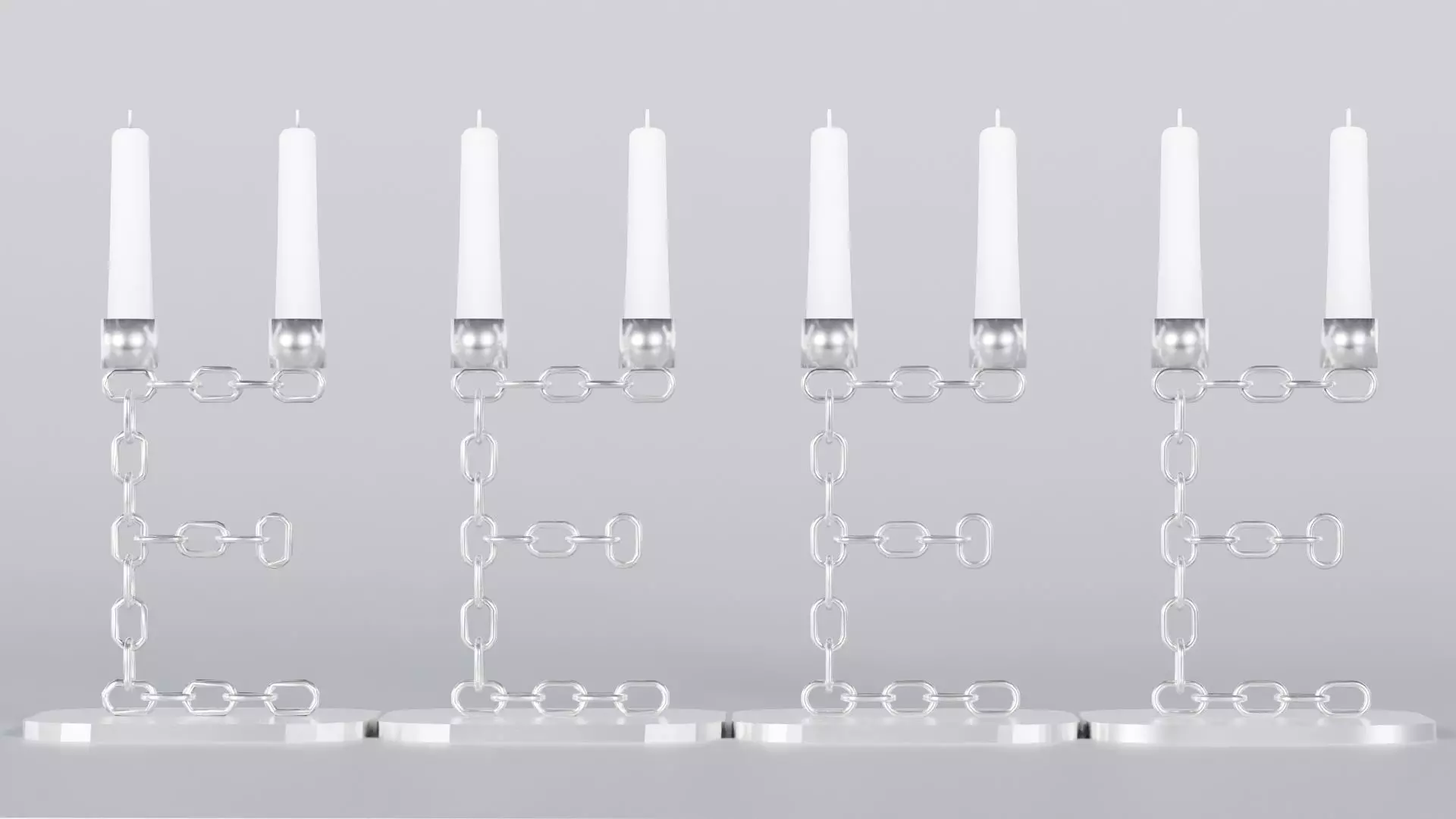 Alphabet E Silver Chain Candleholder 3D Model True 4K PBR Render Low-poly 3D model_6