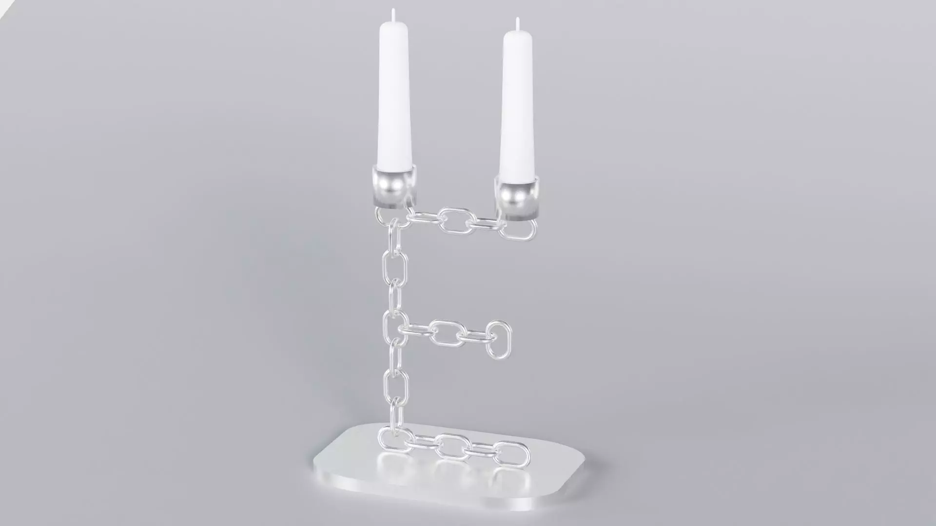Alphabet E Silver Chain Candleholder 3D Model True 4K PBR Render Low-poly 3D model_2