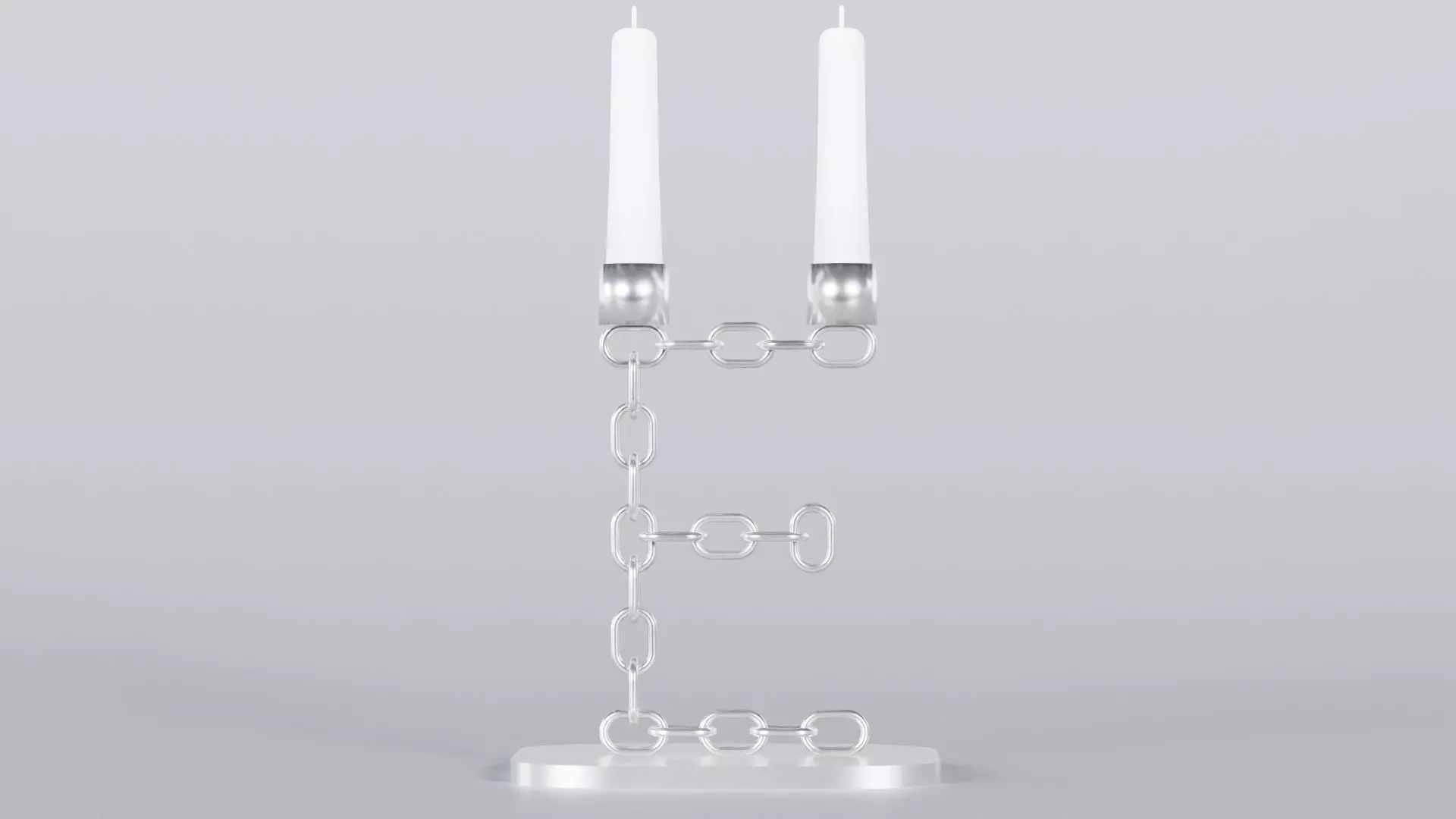 Alphabet E Silver Chain Candleholder 3D Model True 4K PBR Render Low-poly 3D model_0