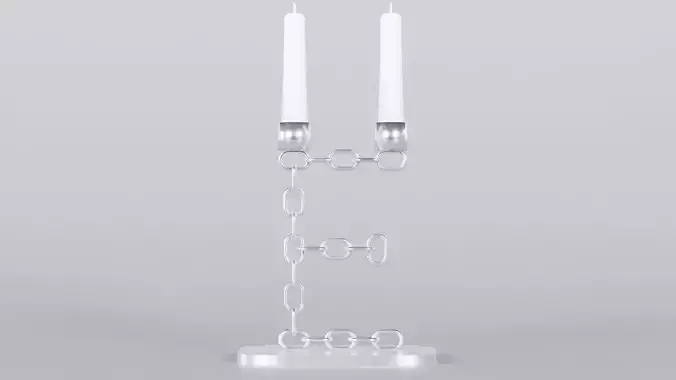 Alphabet E Silver Chain Candleholder 3D Model True 4K PBR Render Low-poly 3D model