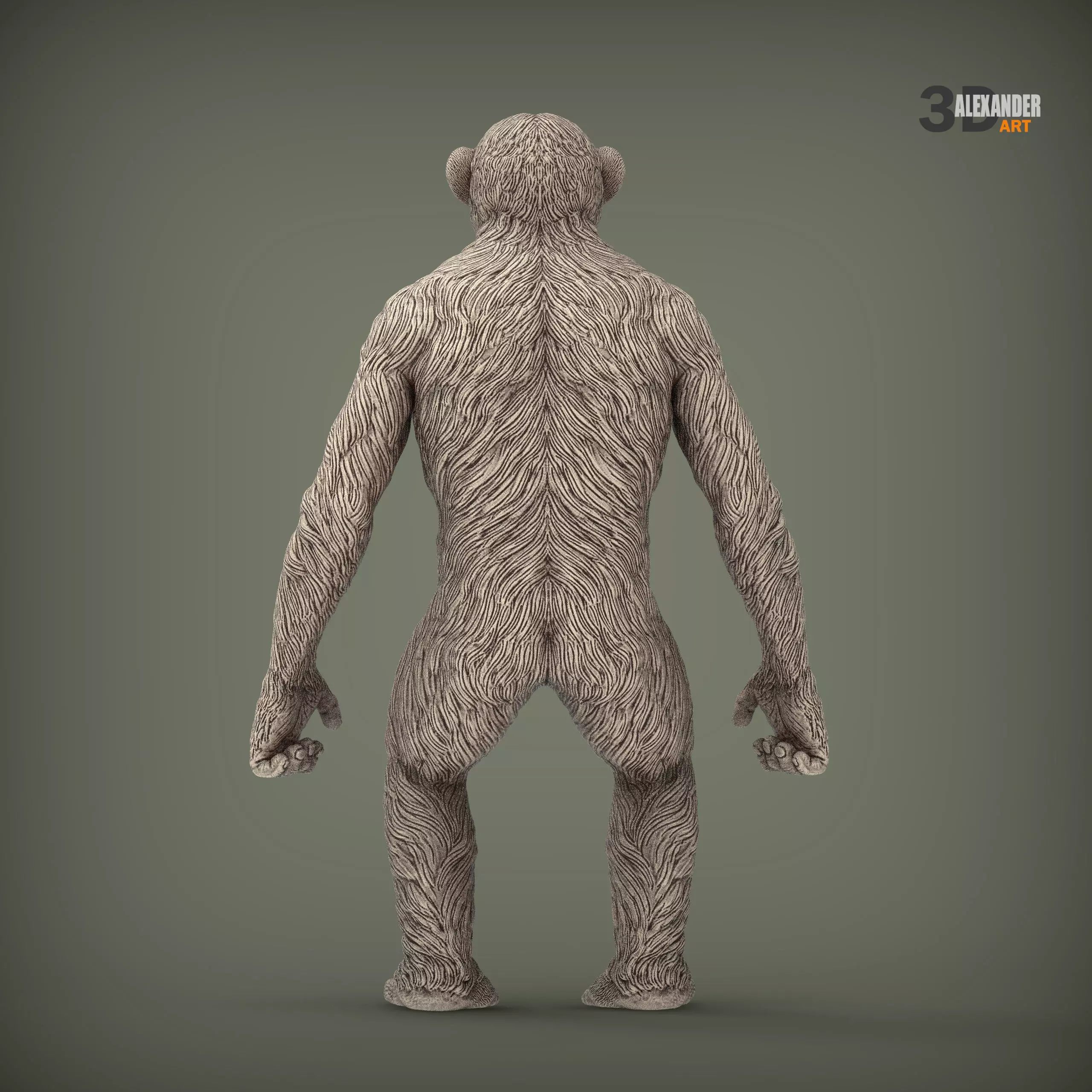 chimpanzee is standing 3D print model_4