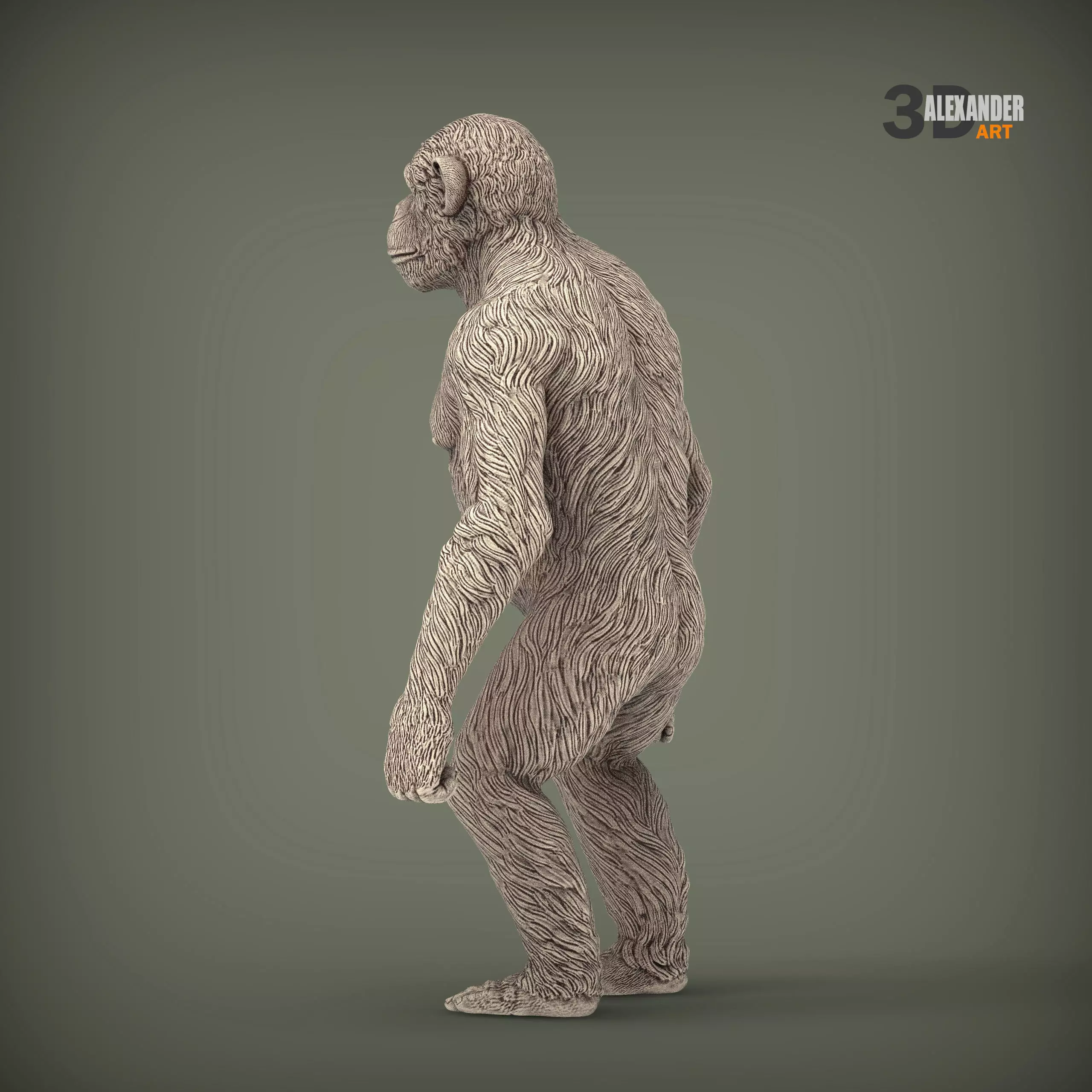 chimpanzee is standing 3D print model_3