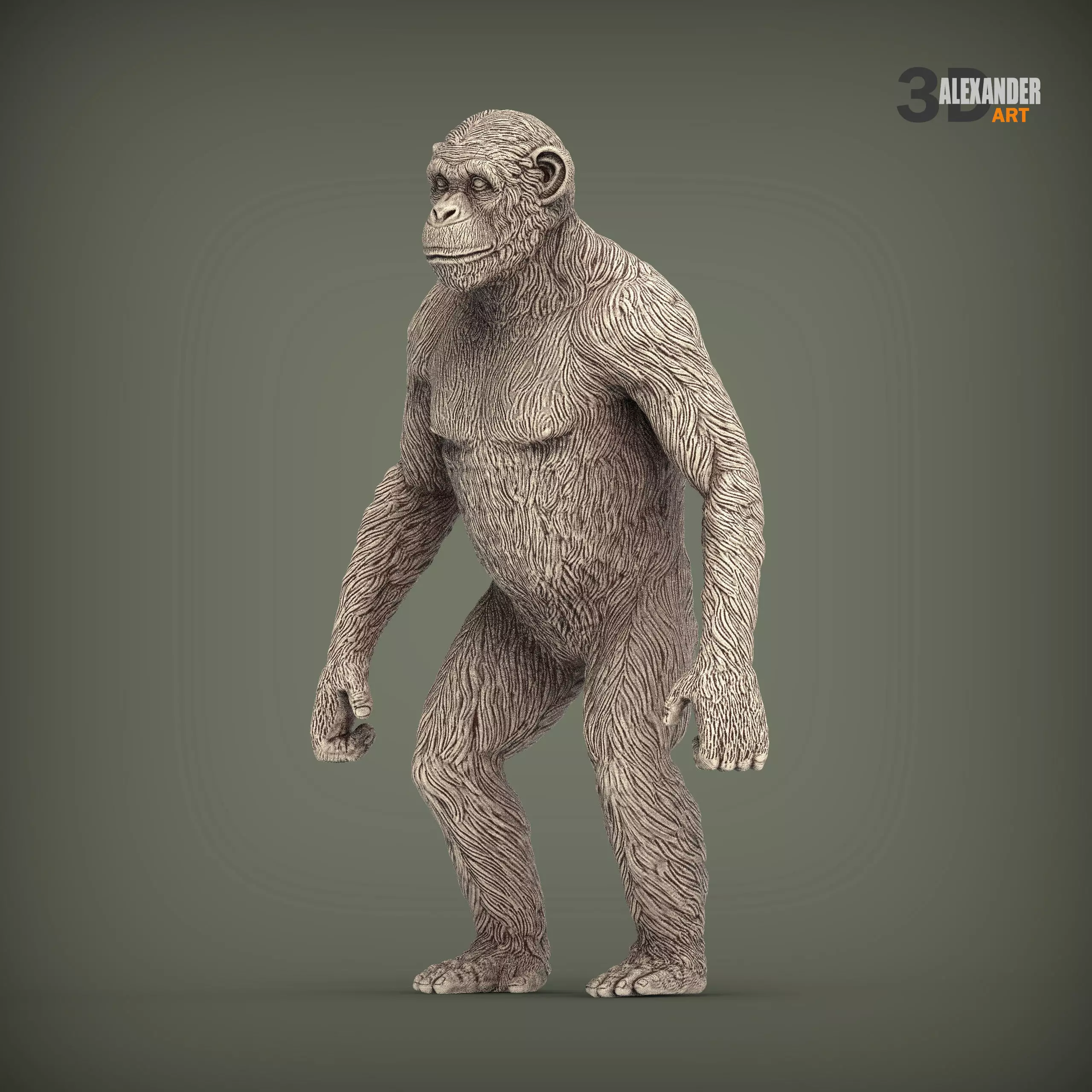 chimpanzee is standing 3D print model_1