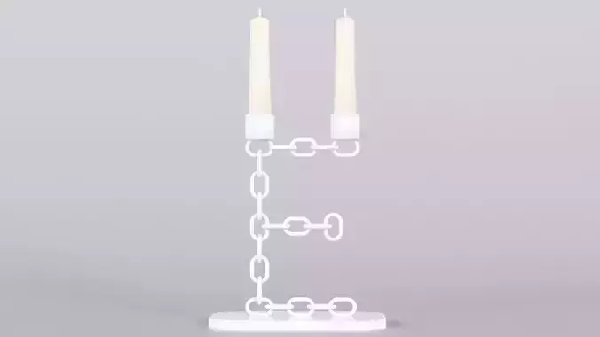 Alphabet E Chain White  Candleholder 3D Model True 4K PBR Render