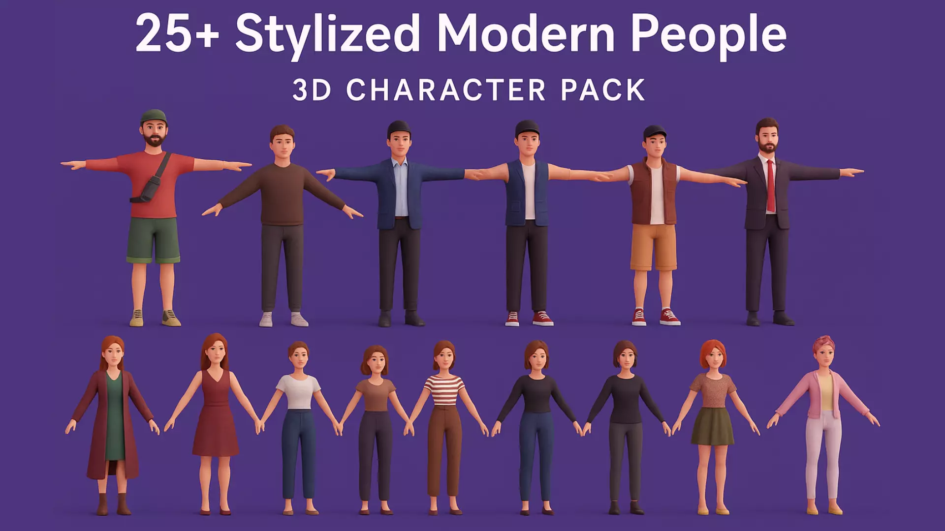  Modern People Character Pack  Stylized 3D Humans 3D model_0