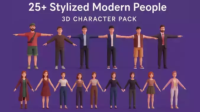  Modern People Character Pack  Stylized 3D Humans