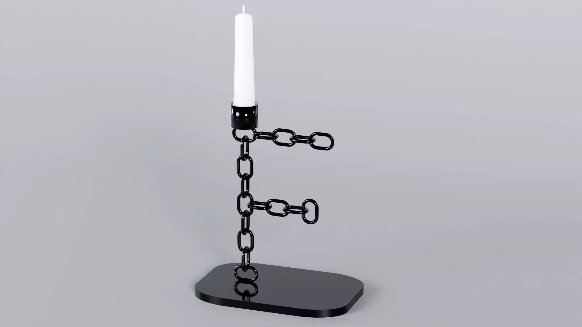  Alphabet F Chain Black Candleholder 3D Model True 4K PBR Render Low-poly 3D model_1