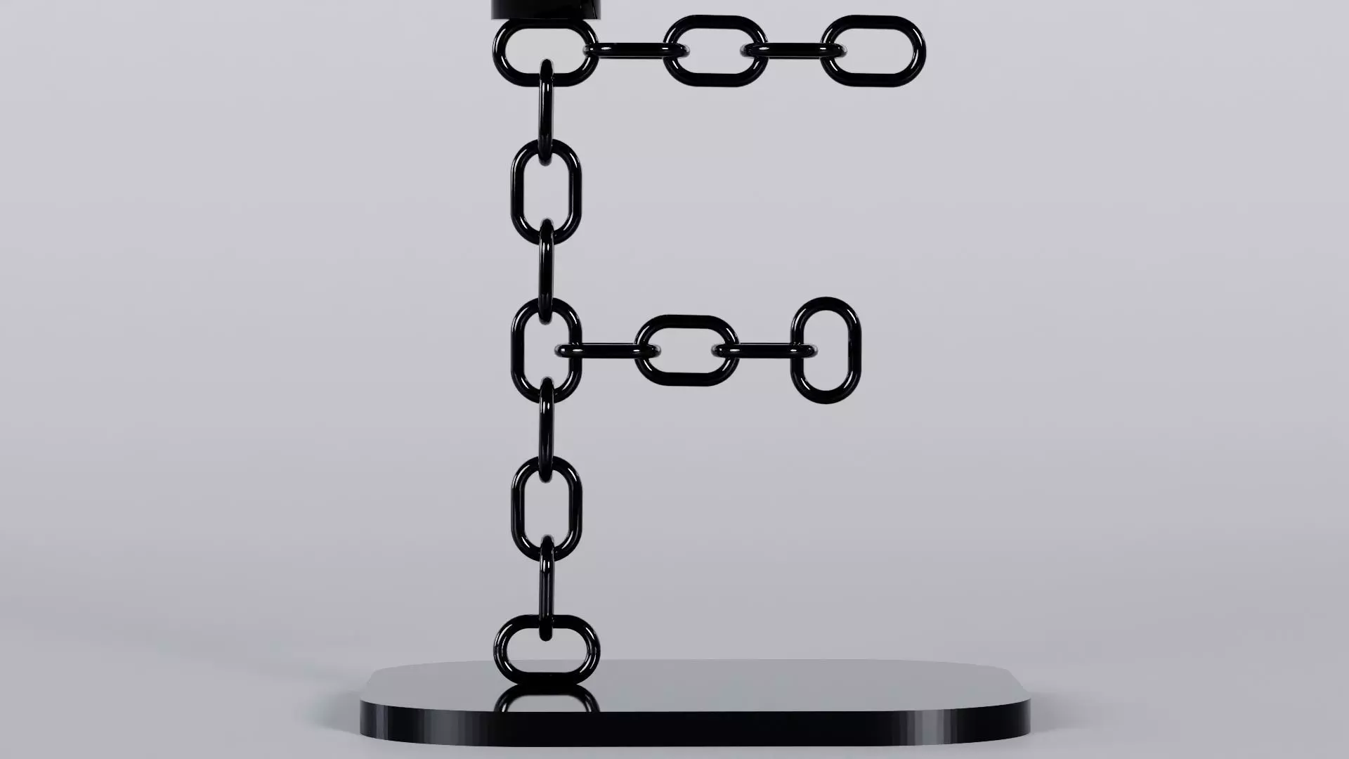  Alphabet F Chain Black Candleholder 3D Model True 4K PBR Render Low-poly 3D model_4