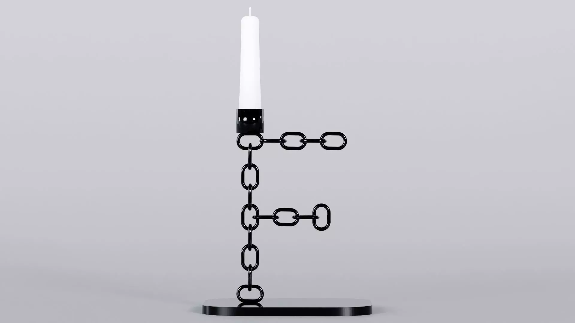 Alphabet F Chain Black Candleholder 3D Model True 4K PBR Render Low-poly 3D model_0