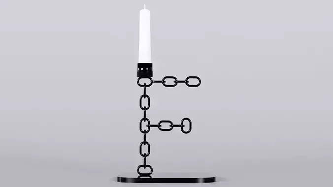  Alphabet F Chain Black Candleholder 3D Model True 4K PBR Render Low-poly 3D model