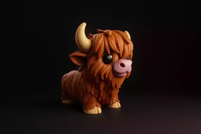 Cute Highland Cow Adorable Highland Cattle Figurine 3D print model