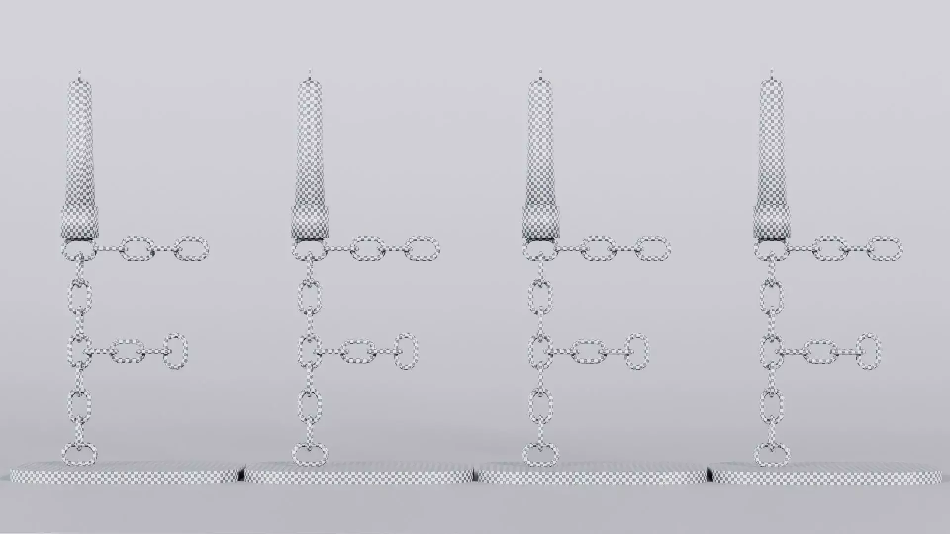 Alphabet F Chain Bronze Candleholder 3D Model True 4K PBR Render Low-poly 3D model_6