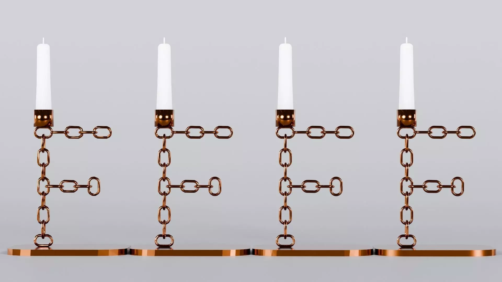 Alphabet F Chain Bronze Candleholder 3D Model True 4K PBR Render Low-poly 3D model_5