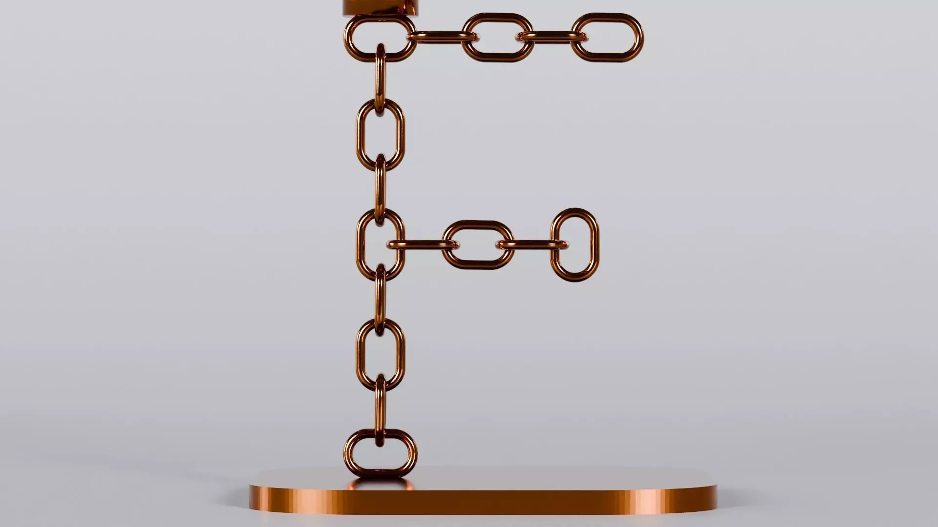 Alphabet F Chain Bronze Candleholder 3D Model True 4K PBR Render Low-poly 3D model_4