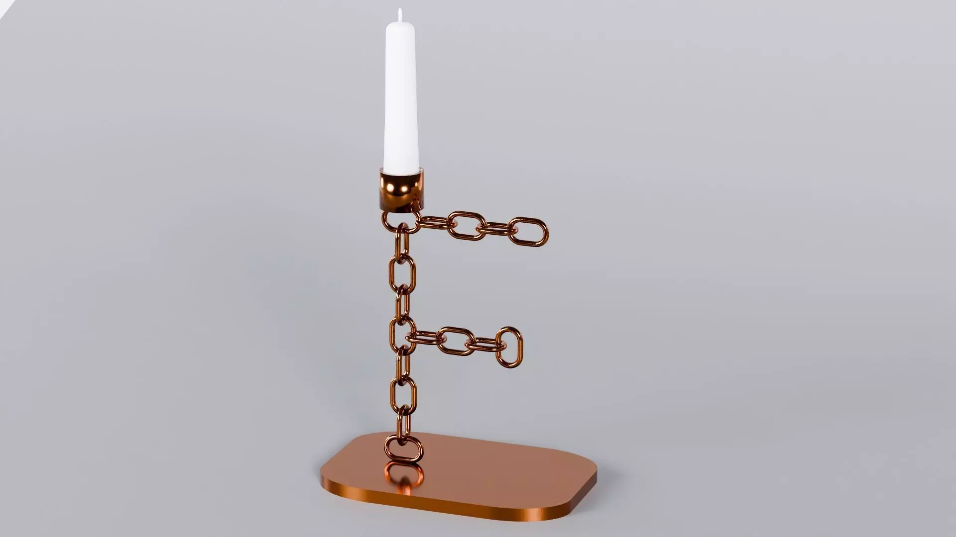 Alphabet F Chain Bronze Candleholder 3D Model True 4K PBR Render Low-poly 3D model_1