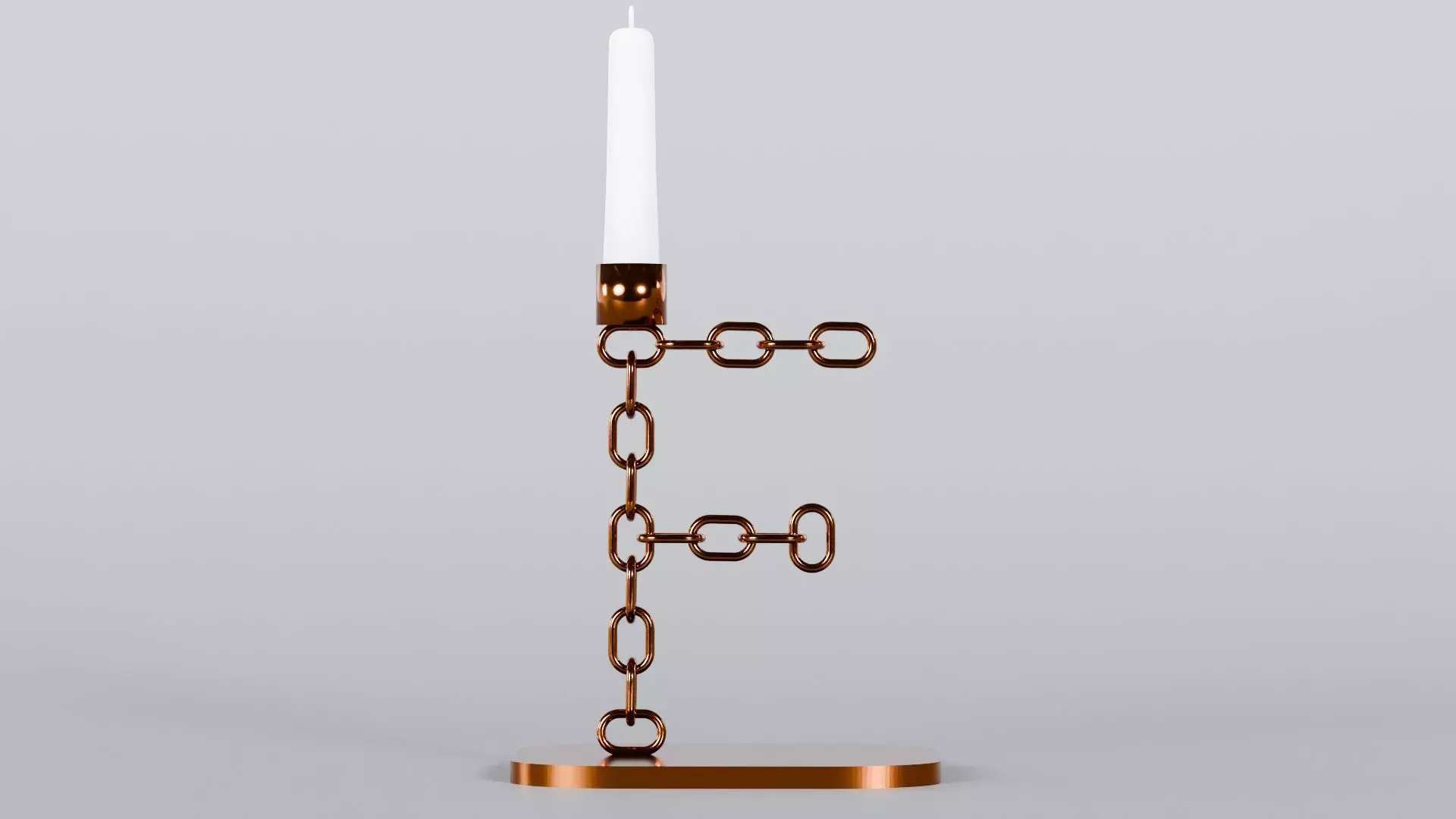 Alphabet F Chain Bronze Candleholder 3D Model True 4K PBR Render Low-poly 3D model_0