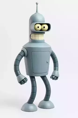 Cartoon Robot 3D Model - Futuristic Humanoid Bot