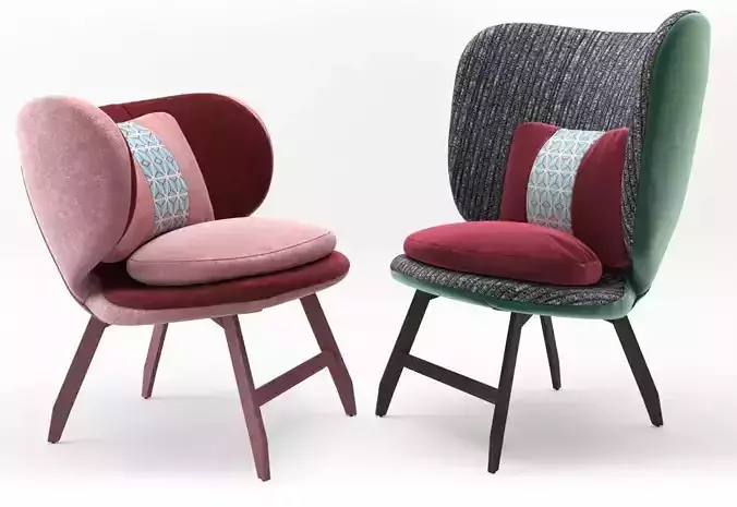 Ariel small armchair and Ayub armchair by Moroso 
