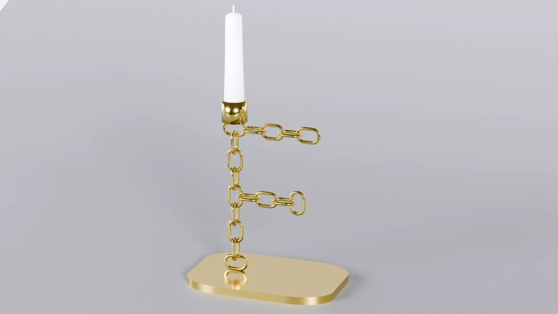 Alphabet F Chain Gold Candleholder 3D Model True 4K PBR Renders  Low-poly 3D model_1