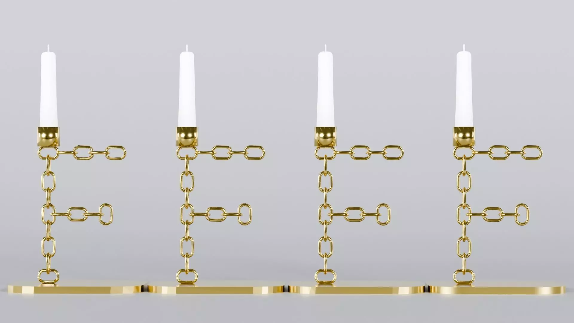 Alphabet F Chain Gold Candleholder 3D Model True 4K PBR Renders  Low-poly 3D model_5